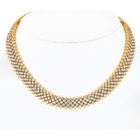 18K Yellow Gold Estate Diamond Carpet Multi-Row Necklace - 29.00 Carats Total Diamond Weight