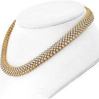 18K Yellow Gold Estate Diamond Carpet Multi-Row Necklace - 29.00 Carats Total Diamond Weight