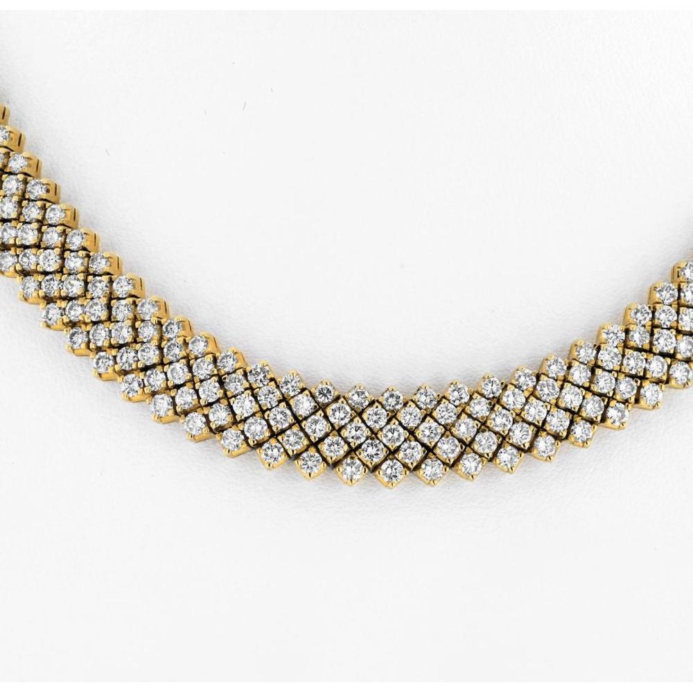 18K Yellow Gold Estate Diamond Carpet Multi-Row Necklace - 29.00 Carats Total Diamond Weight