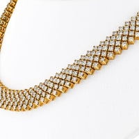 18K Yellow Gold Estate Diamond Carpet Multi-Row Necklace - 29.00 Carats Total Diamond Weight