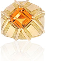 18K Yellow Gold Estate Ring with Asscher Cut Citrine Designed by Jean Schlumberger for Tiffany & Co.