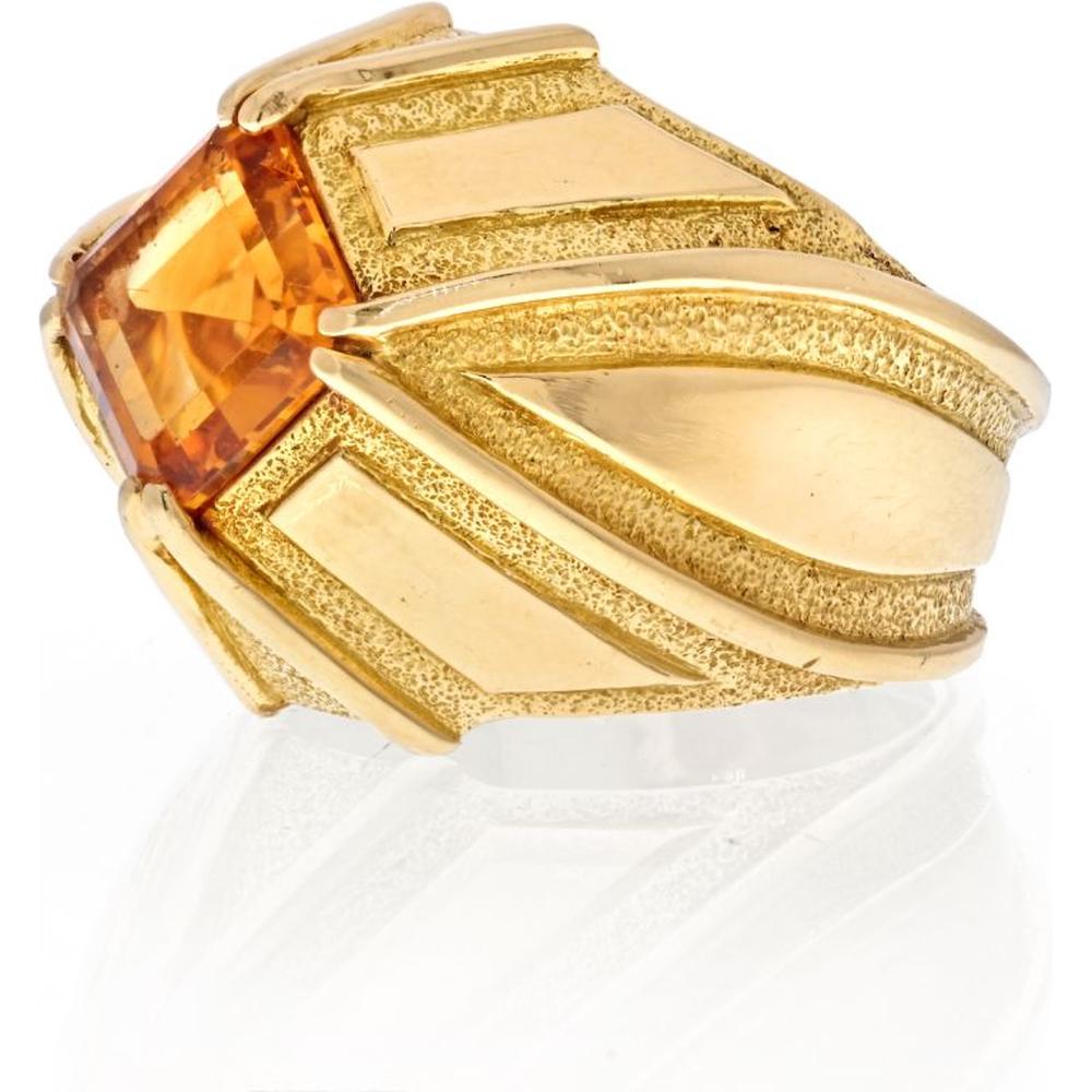 18K Yellow Gold Estate Ring with Asscher Cut Citrine Designed by Jean Schlumberger for Tiffany & Co.