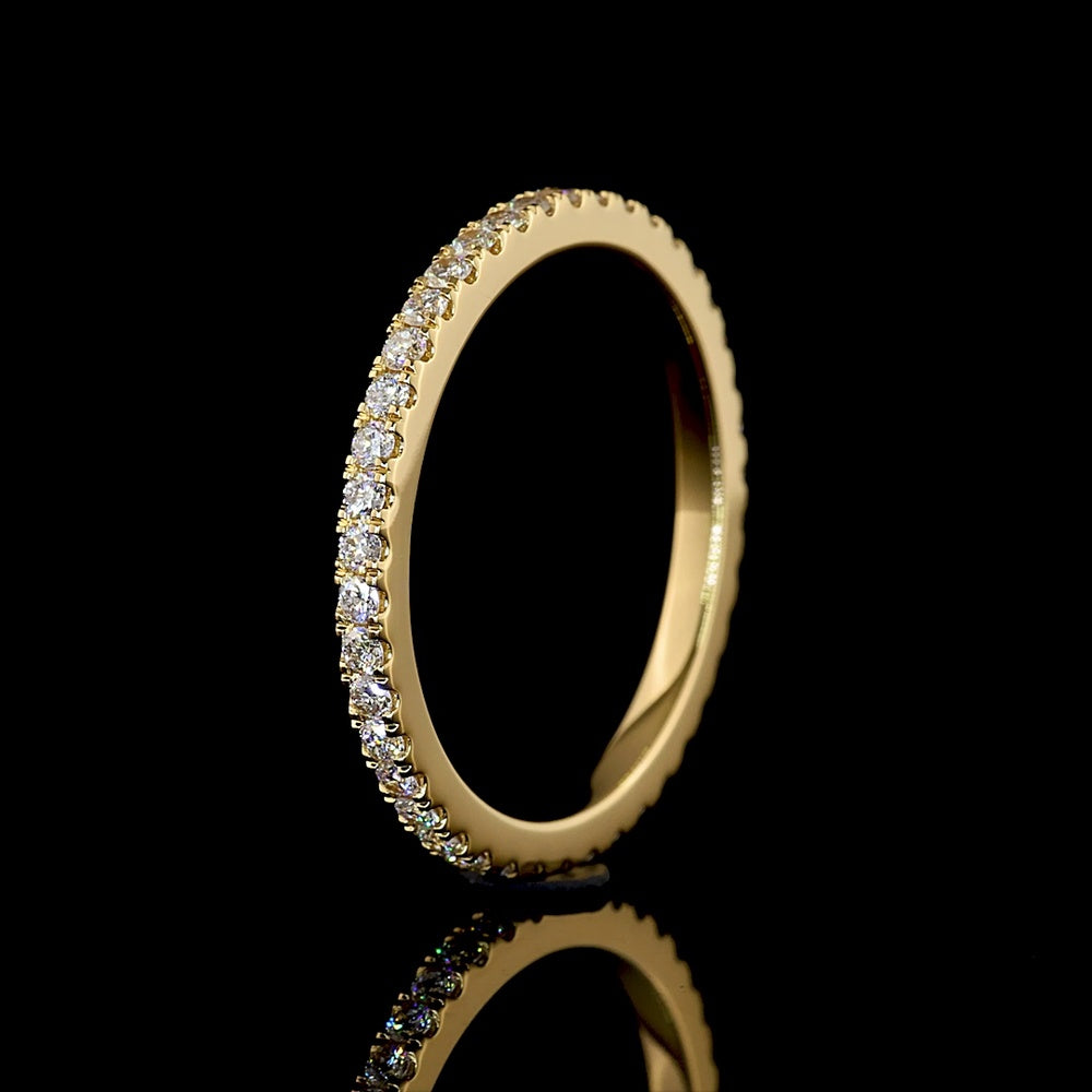 18K Yellow Gold Eternity Band with 0.47 Carat Prong-Set Round Lab-Grown Diamonds (E-F/VS1) - 42 Stones - Covaloro Fine Jewelry
