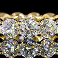18K Yellow Gold Eternity Band with 15 Prong-Set Round Lab Diamonds - 4.17 Carat Total Weight, E-F Color VS1 Clarity - Covaloro Fine Jewelry