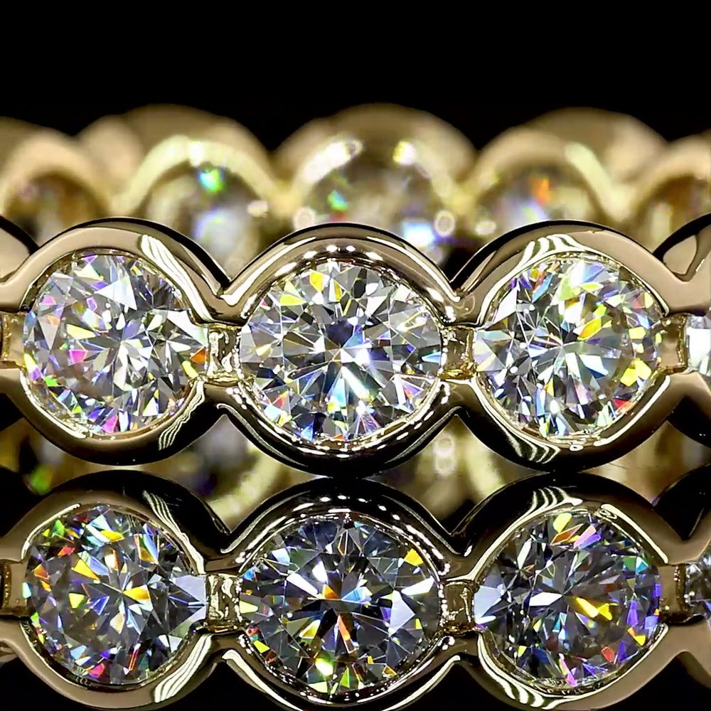 18K Yellow Gold Eternity Band with 16 Bezel Set Round Lab Diamonds - 2.44 Carat Total Weight - Covaloro Fine Jewelry