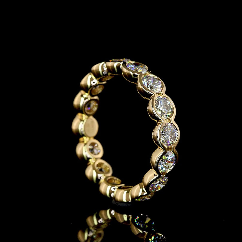 18K Yellow Gold Eternity Band with 16 Bezel Set Round Lab Diamonds - 2.44 Carat Total Weight - Covaloro Fine Jewelry