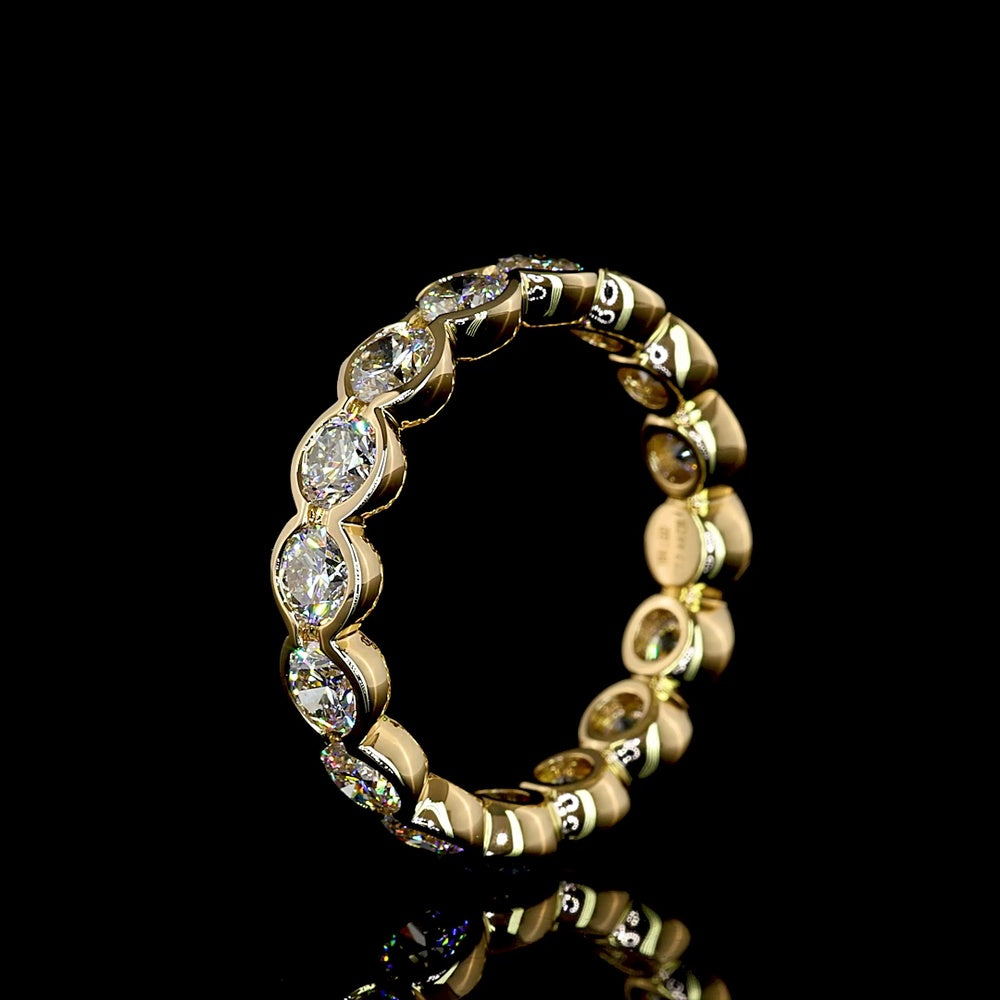 18K Yellow Gold Eternity Band with 16 Bezel Set Round Lab Diamonds - 2.44 Carat Total Weight - Covaloro Fine Jewelry
