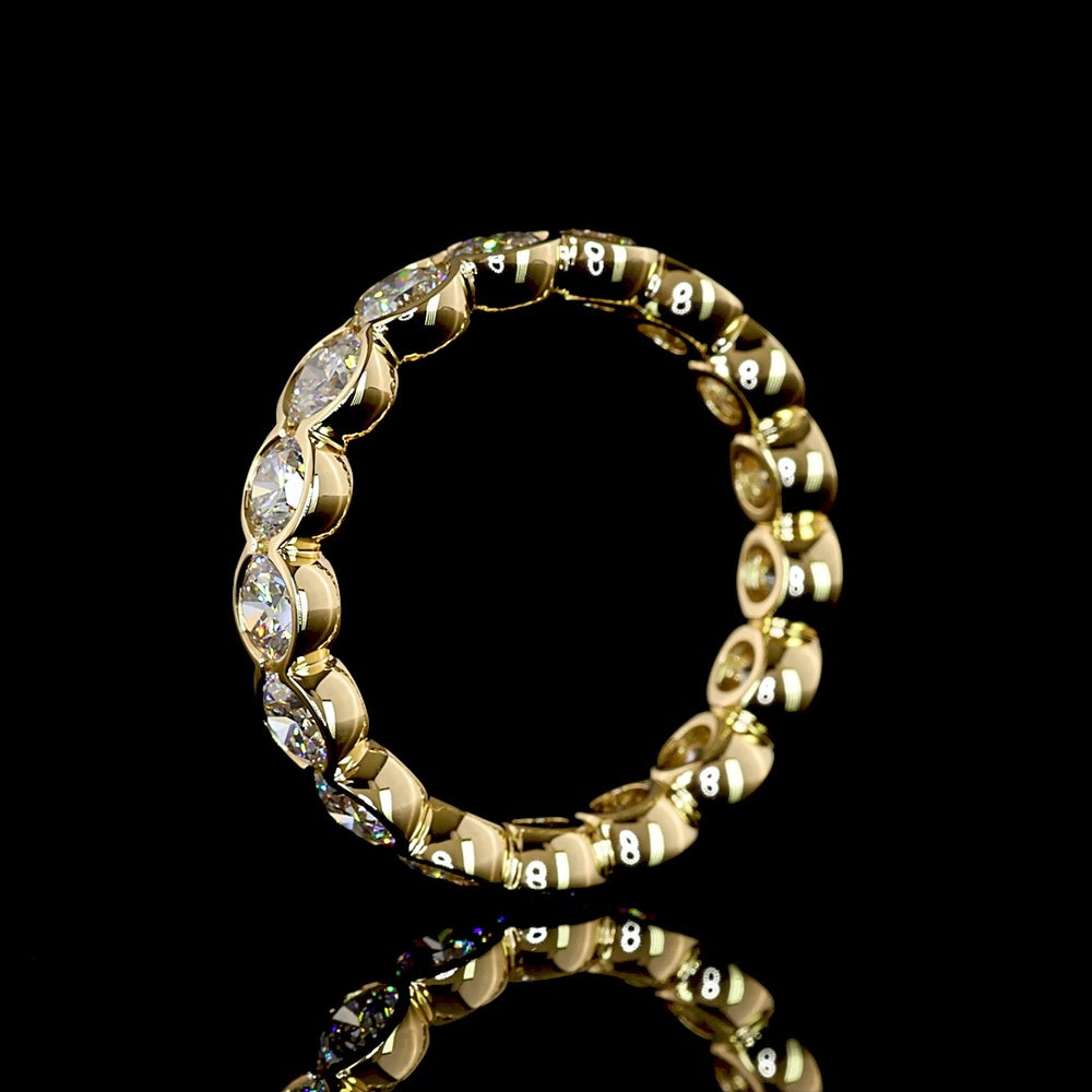 18K Yellow Gold Eternity Band with 17 Round Brilliant Lab Diamonds in Half Bezel Setting - 2.51 Carats Total Weight - Covaloro Fine Jewelry
