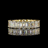 18K Yellow Gold Eternity Band with 21 Emerald Cut Lab Diamonds - 5.33 Carats Total Diamond Weight, E-F Color, VS1 Clarity - Covaloro Fine Jewelry