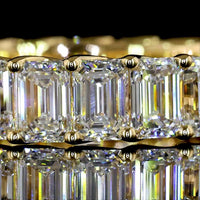 18K Yellow Gold Eternity Band with 21 Emerald Cut Lab Diamonds - 5.33 Carats Total Diamond Weight, E-F Color, VS1 Clarity - Covaloro Fine Jewelry