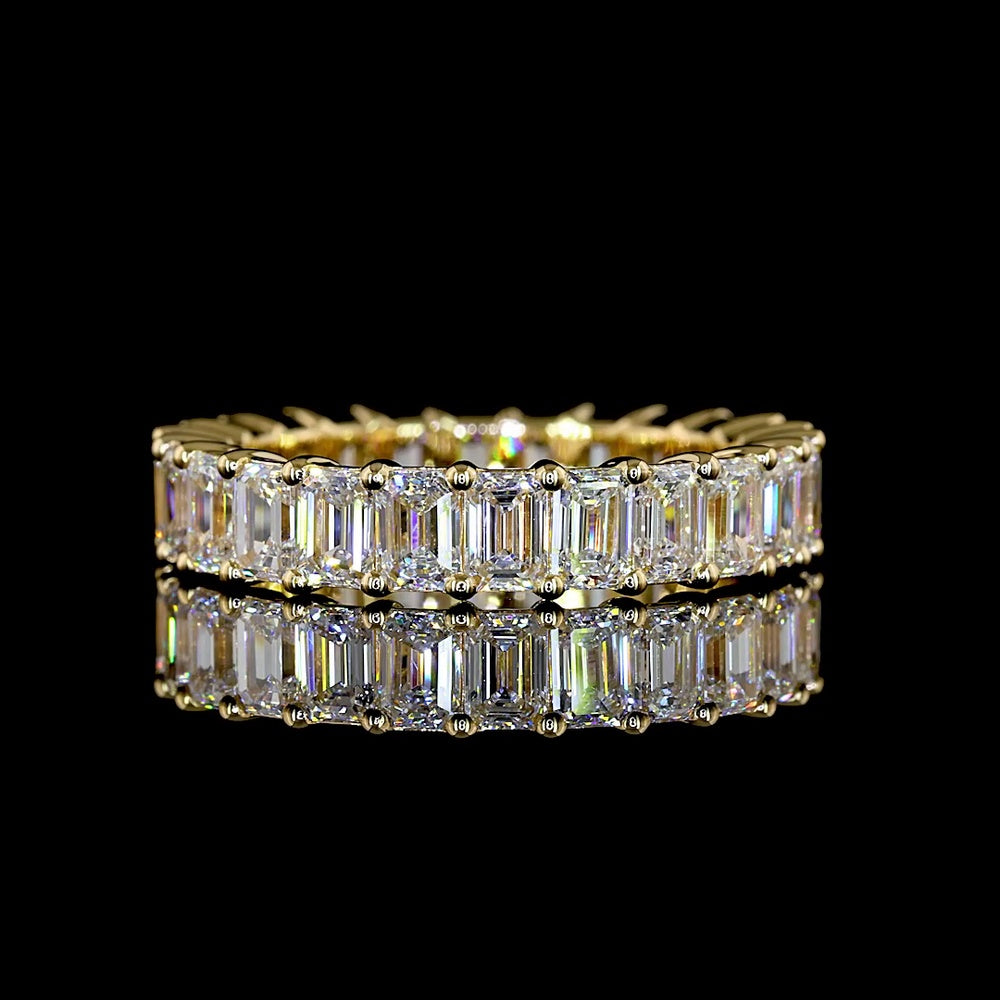 18K Yellow Gold Eternity Band with 24 Prong-Set Emerald Cut Lab Diamonds - 3.83 Carats Total Diamond Weight - Covaloro Fine Jewelry
