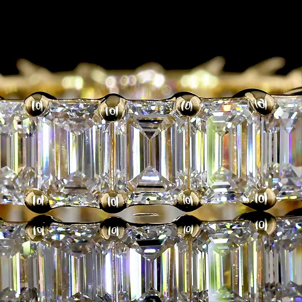 18K Yellow Gold Eternity Band with 24 Prong-Set Emerald Cut Lab Diamonds - 3.83 Carats Total Diamond Weight - Covaloro Fine Jewelry