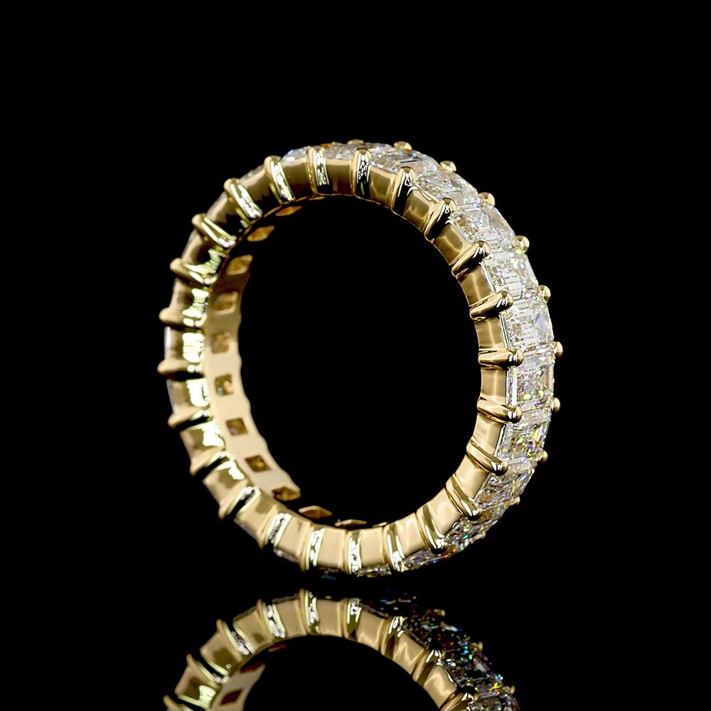 18K Yellow Gold Eternity Band with 24 Prong-Set Emerald Cut Lab Diamonds - 3.83 Carats Total Diamond Weight - Covaloro Fine Jewelry