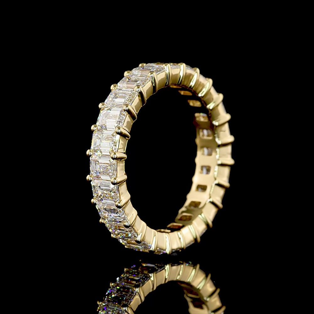 18K Yellow Gold Eternity Band with 24 Prong-Set Emerald Cut Lab Diamonds - 3.83 Carats Total Diamond Weight - Covaloro Fine Jewelry