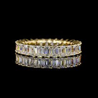 18K Yellow Gold Eternity Band with 27 Prong Set Emerald Cut Lab Diamonds - 2.85 Carats Total Diamond Weight - Covaloro Fine Jewelry