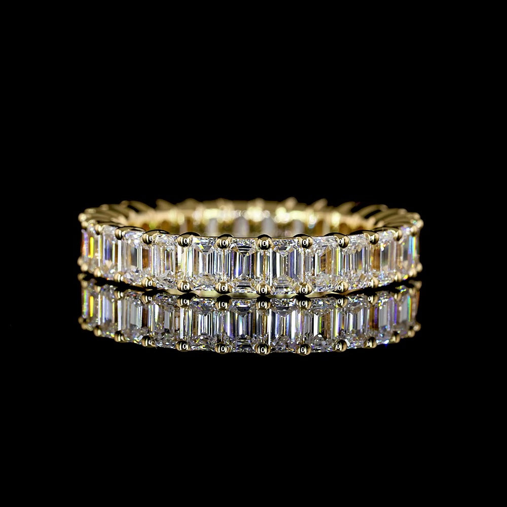 18K Yellow Gold Eternity Band with 27 Prong Set Emerald Cut Lab Diamonds - 2.85 Carats Total Diamond Weight - Covaloro Fine Jewelry