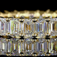 18K Yellow Gold Eternity Band with 27 Prong Set Emerald Cut Lab Diamonds - 2.85 Carats Total Diamond Weight - Covaloro Fine Jewelry