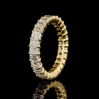 18K Yellow Gold Eternity Band with 27 Prong Set Emerald Cut Lab Diamonds - 2.85 Carats Total Diamond Weight - Covaloro Fine Jewelry