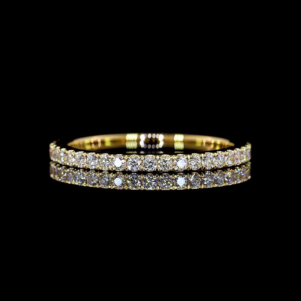 18K Yellow Gold Eternity Band with 42 Prong Set Round Brilliant Cut Lab Diamonds - 0.51 Carat Total Weight - Covaloro Fine Jewelry