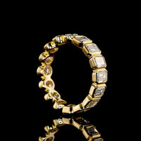 18K Yellow Gold Eternity Band with Alternating Bezel-Set Emerald Cut and Oval Cut Lab Diamonds - 3.00 Carats Total Diamond Weight - Covaloro Fine Jewelry