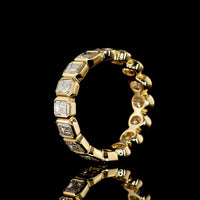 18K Yellow Gold Eternity Band with Alternating Bezel-Set Emerald Cut and Oval Cut Lab Diamonds - 3.00 Carats Total Diamond Weight - Covaloro Fine Jewelry