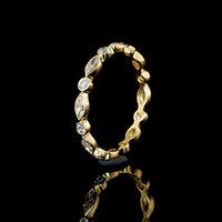 18K Yellow Gold Eternity Band with Alternating Bezel Set Marquise and Round Lab Diamonds - 0.70 Carat Total Weight - Covaloro Fine Jewelry
