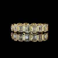 18K Yellow Gold Eternity Band with Bezel Set Brilliant and Emerald Cut Lab Diamonds - 2.55 Carats Total Diamond Weight - Covaloro Fine Jewelry