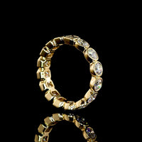 18K Yellow Gold Eternity Band with Bezel Set Brilliant and Emerald Cut Lab Diamonds - 2.55 Carats Total Diamond Weight - Covaloro Fine Jewelry