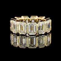 18K Yellow Gold Eternity Band with Bezel Set Emerald Cut Lab Diamonds - 8.12 Carat Total Diamond Weight, E-F Color VS1 Clarity - Covaloro Fine Jewelry