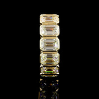 18K Yellow Gold Eternity Band with Bezel Set Emerald Cut Lab Diamonds - 8.12 Carat Total Diamond Weight, E-F Color VS1 Clarity - Covaloro Fine Jewelry
