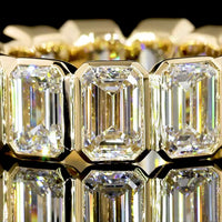 18K Yellow Gold Eternity Band with Bezel Set Emerald Cut Lab Diamonds - 8.12 Carat Total Diamond Weight, E-F Color VS1 Clarity - Covaloro Fine Jewelry