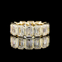 18K Yellow Gold Eternity Band with Bezel-Set Emerald Cut Lab Diamonds - 8.79 Carat Total Weight (E-F Color, VS2 Clarity) - Covaloro Fine Jewelry