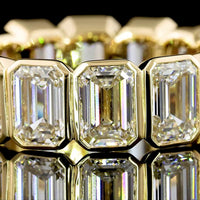 18K Yellow Gold Eternity Band with Bezel-Set Emerald Cut Lab Diamonds - 8.79 Carat Total Weight (E-F Color, VS2 Clarity) - Covaloro Fine Jewelry