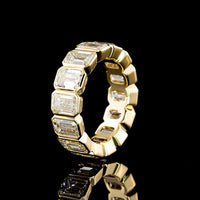 18K Yellow Gold Eternity Band with Bezel-Set Emerald Cut Lab Diamonds - 8.79 Carat Total Weight (E-F Color, VS2 Clarity) - Covaloro Fine Jewelry
