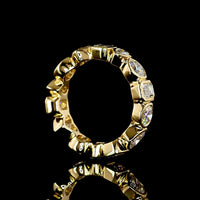 18K Yellow Gold Eternity Band with Bezel-Set Mixed Cut Lab Diamonds - Round, Heart, Emerald & Pear Shapes - 3.59 Carat Total Weight - Covaloro Fine Jewelry