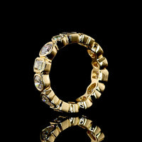 18K Yellow Gold Eternity Band with Bezel-Set Mixed Cut Lab Diamonds - Round, Heart, Emerald & Pear Shapes - 3.59 Carat Total Weight - Covaloro Fine Jewelry