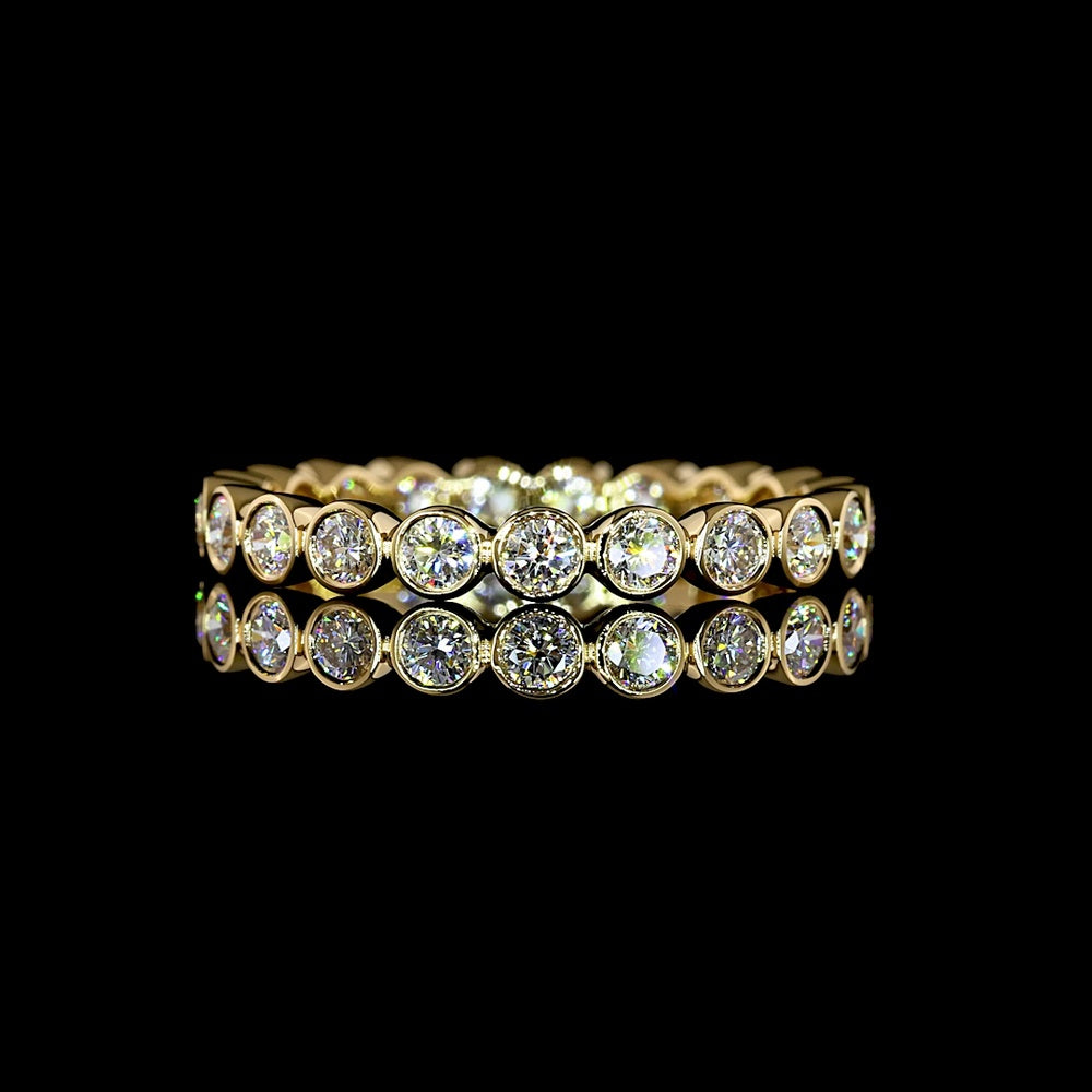 18K Yellow Gold Eternity Band with Bezel Set Round Lab Diamonds - 0.83 Carats Total Diamond Weight - Covaloro Fine Jewelry