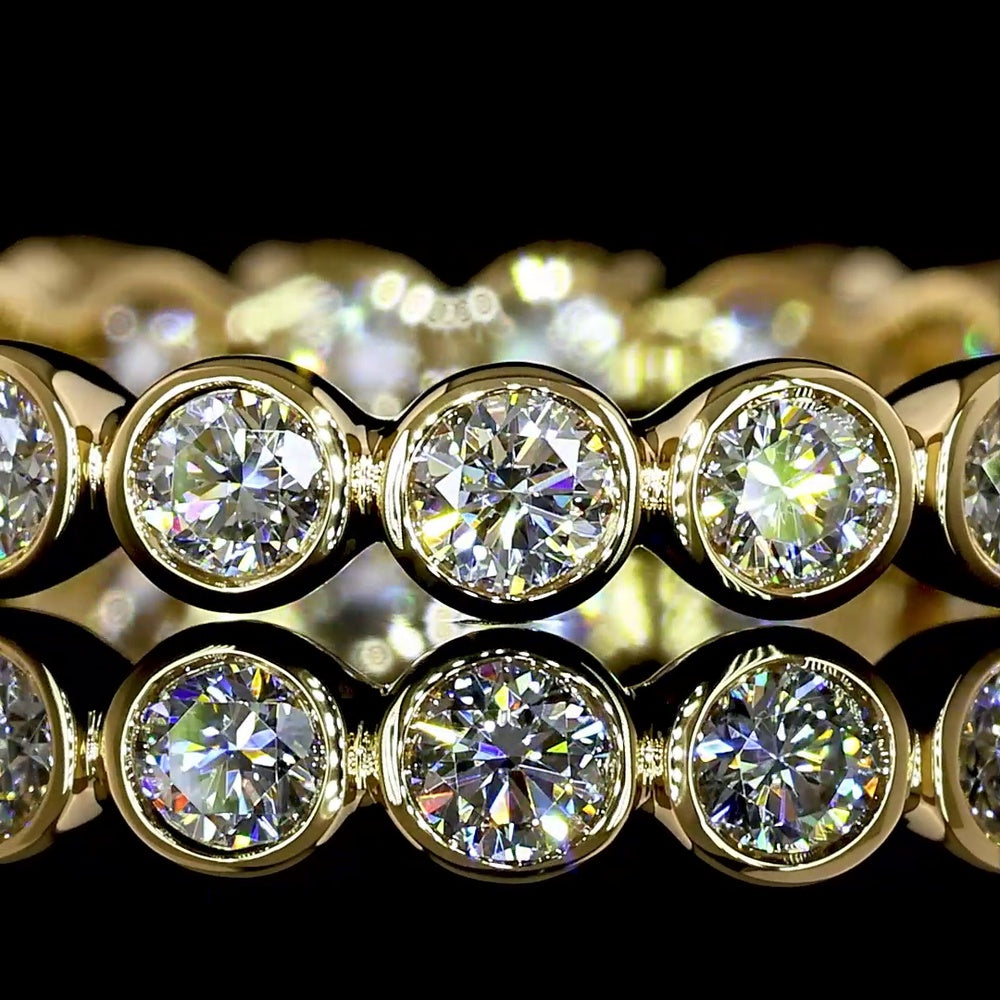 18K Yellow Gold Eternity Band with Bezel Set Round Lab Diamonds - 0.83 Carats Total Diamond Weight - Covaloro Fine Jewelry