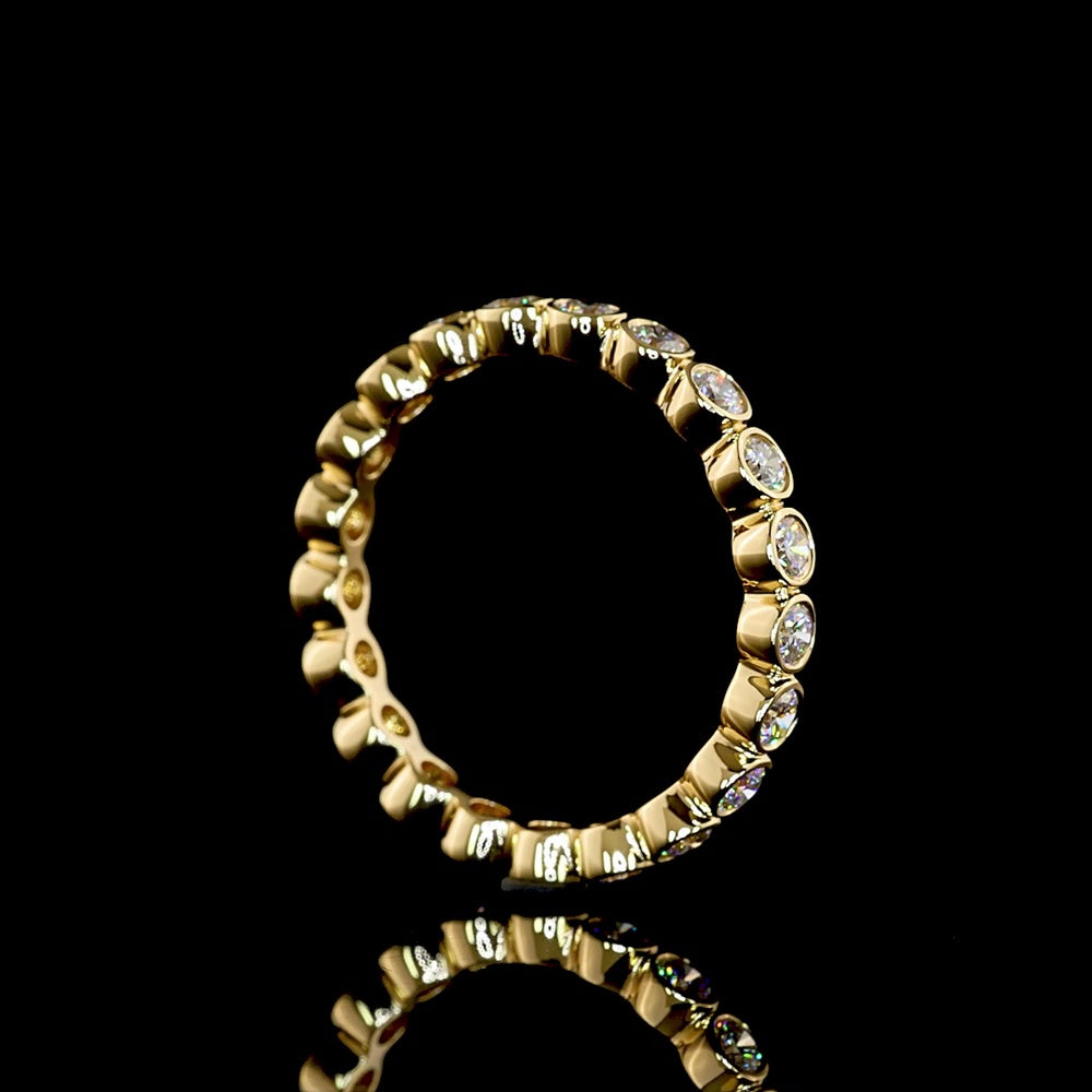 18K Yellow Gold Eternity Band with Bezel Set Round Lab Diamonds - 0.83 Carats Total Diamond Weight - Covaloro Fine Jewelry
