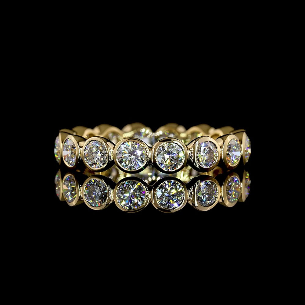 18K Yellow Gold Eternity Band with Bezel Set Round Lab Diamonds - 1.74 Carats Total Diamond Weight - Covaloro Fine Jewelry