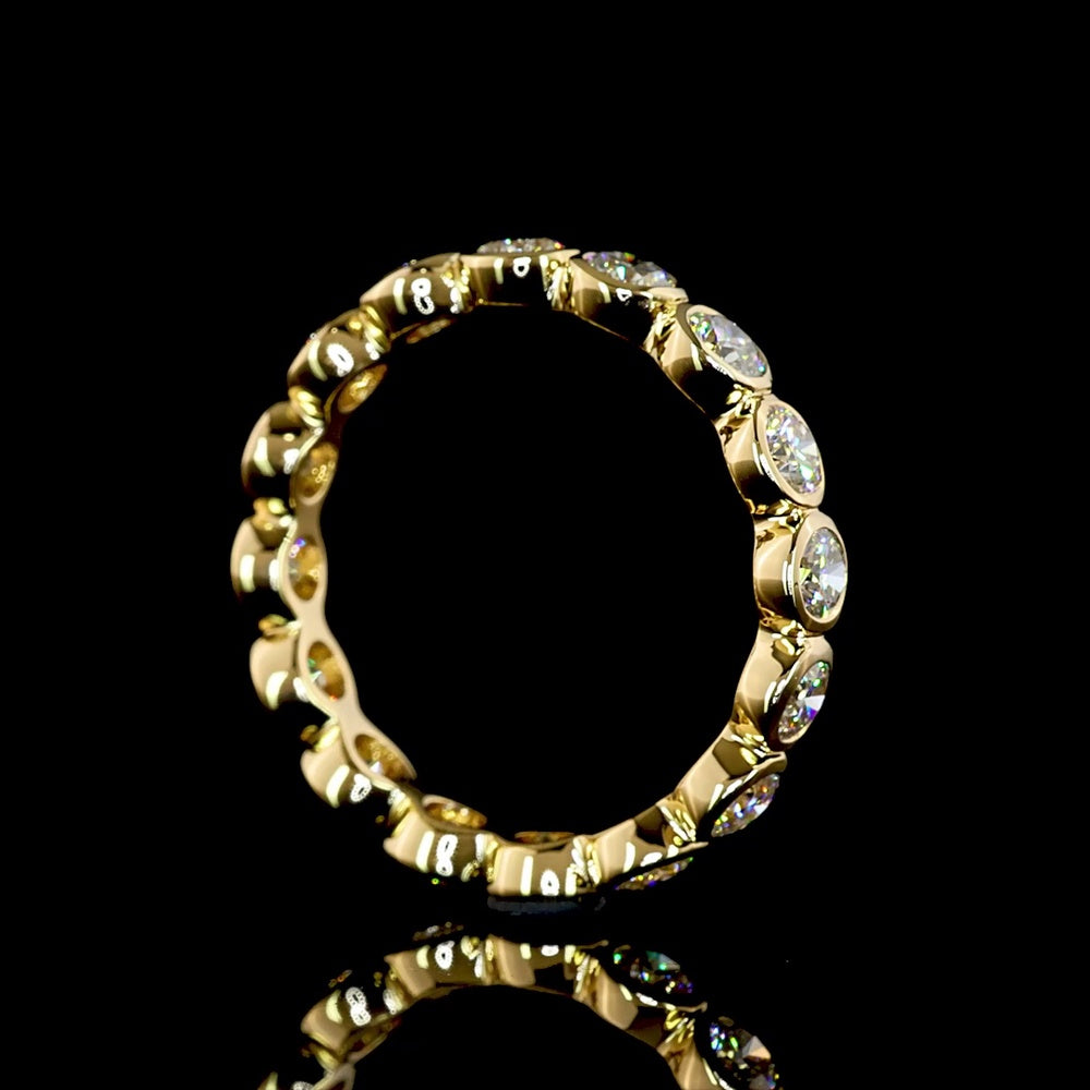 18K Yellow Gold Eternity Band with Bezel Set Round Lab Diamonds - 1.74 Carats Total Diamond Weight - Covaloro Fine Jewelry