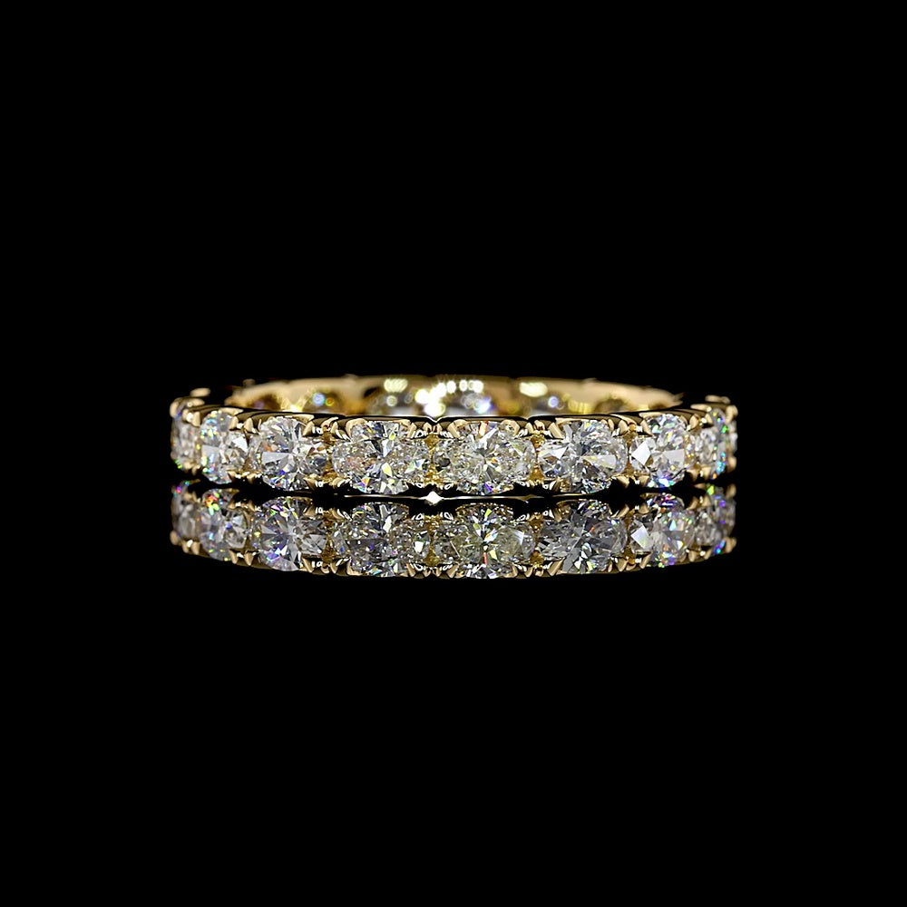 18K Yellow Gold Eternity Band with East-West Oval Cut Lab Diamonds in U Prong Setting - 1.36 Carats Total Diamond Weight - Covaloro Fine Jewelry
