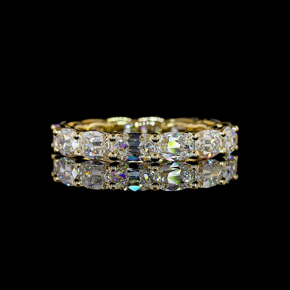 18K Yellow Gold Eternity Band with East-West Set Antique Cushion Cut Lab Diamonds - 3.73 Carat Total Weight - Covaloro Fine Jewelry