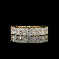 18K Yellow Gold Eternity Band with North-South Prong Set Radiant Cut Lab Diamonds - 3.74 Carat Total Weight - Covaloro Fine Jewelry