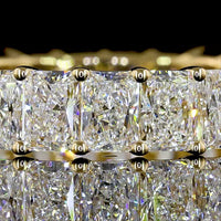 18K Yellow Gold Eternity Band with North-South Prong Set Radiant Cut Lab Diamonds - 3.80 Carat Total Diamond Weight - Covaloro Fine Jewelry