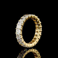18K Yellow Gold Eternity Band with North-South Prong Set Radiant Cut Lab Diamonds - 3.80 Carat Total Diamond Weight - Covaloro Fine Jewelry