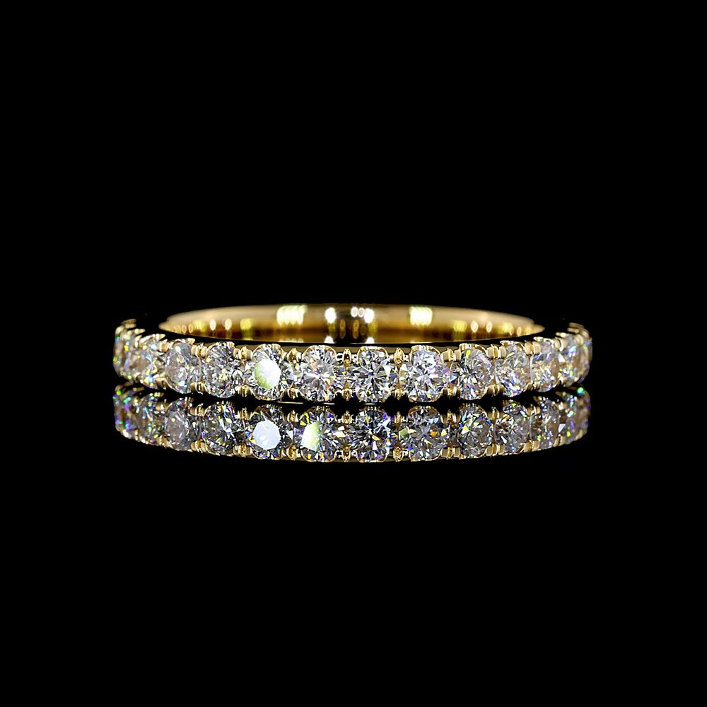 18K Yellow Gold Eternity Band with Pave Set Round Brilliant Cut Lab Diamonds - 0.96 Carats Total Diamond Weight - Covaloro Fine Jewelry