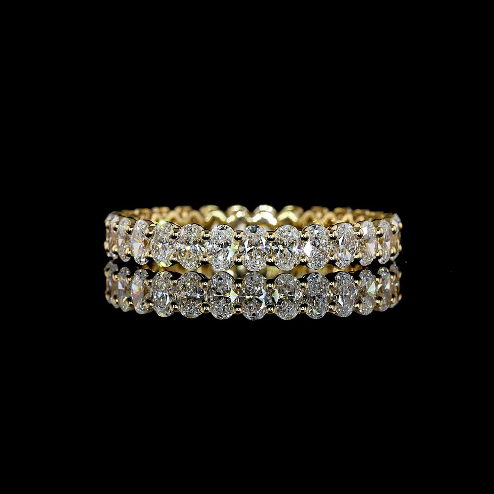 18K Yellow Gold Eternity Band with Prong Set Oval Cut Lab Diamonds - 2.16 Carat Total Weight, E-F Color VS1 Clarity - Covaloro Fine Jewelry