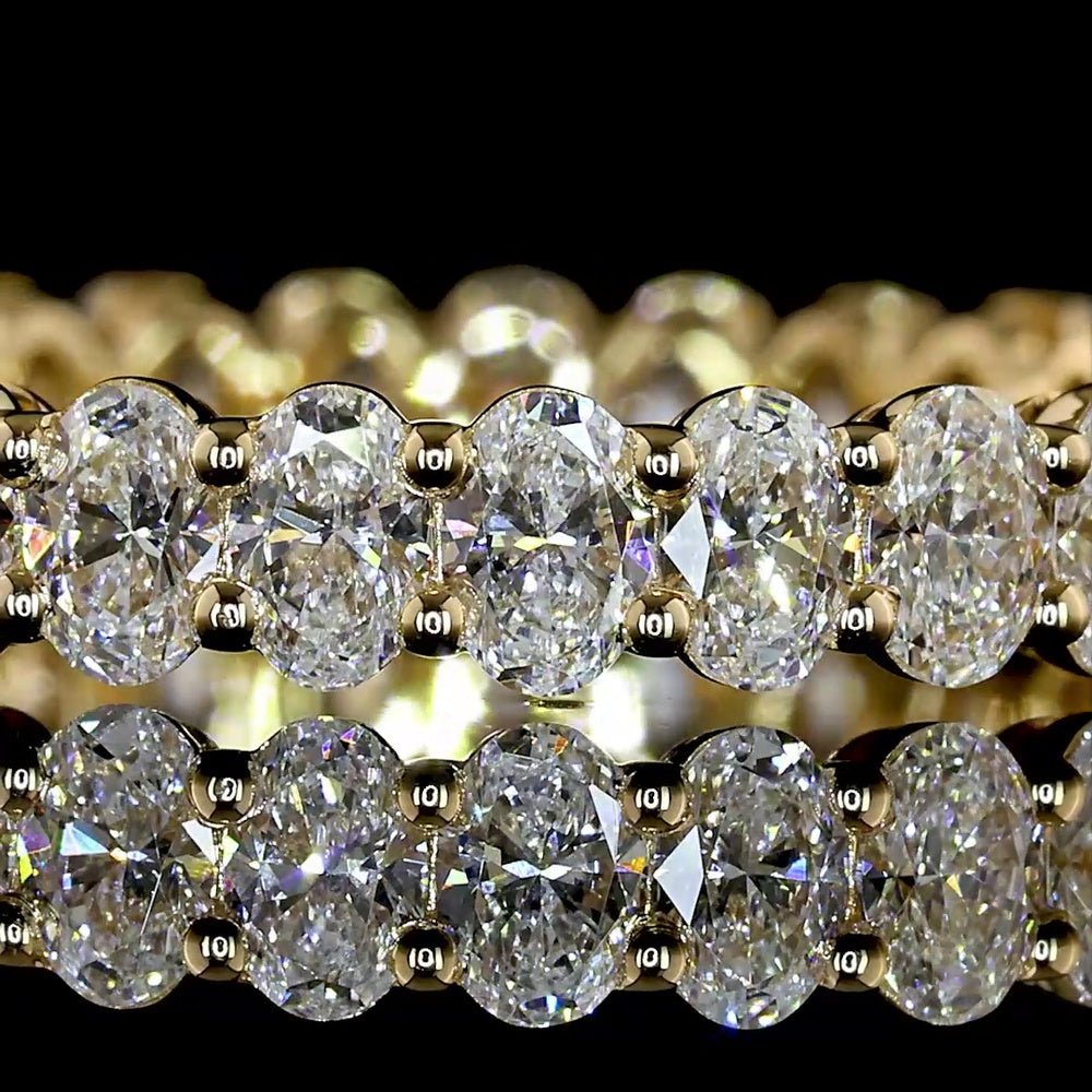 18K Yellow Gold Eternity Band with Prong Set Oval Cut Lab Diamonds - 2.16 Carat Total Weight, E-F Color VS1 Clarity - Covaloro Fine Jewelry