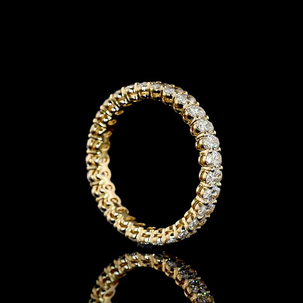 18K Yellow Gold Eternity Band with Prong Set Oval Cut Lab Diamonds - 2.16 Carat Total Weight, E-F Color VS1 Clarity - Covaloro Fine Jewelry